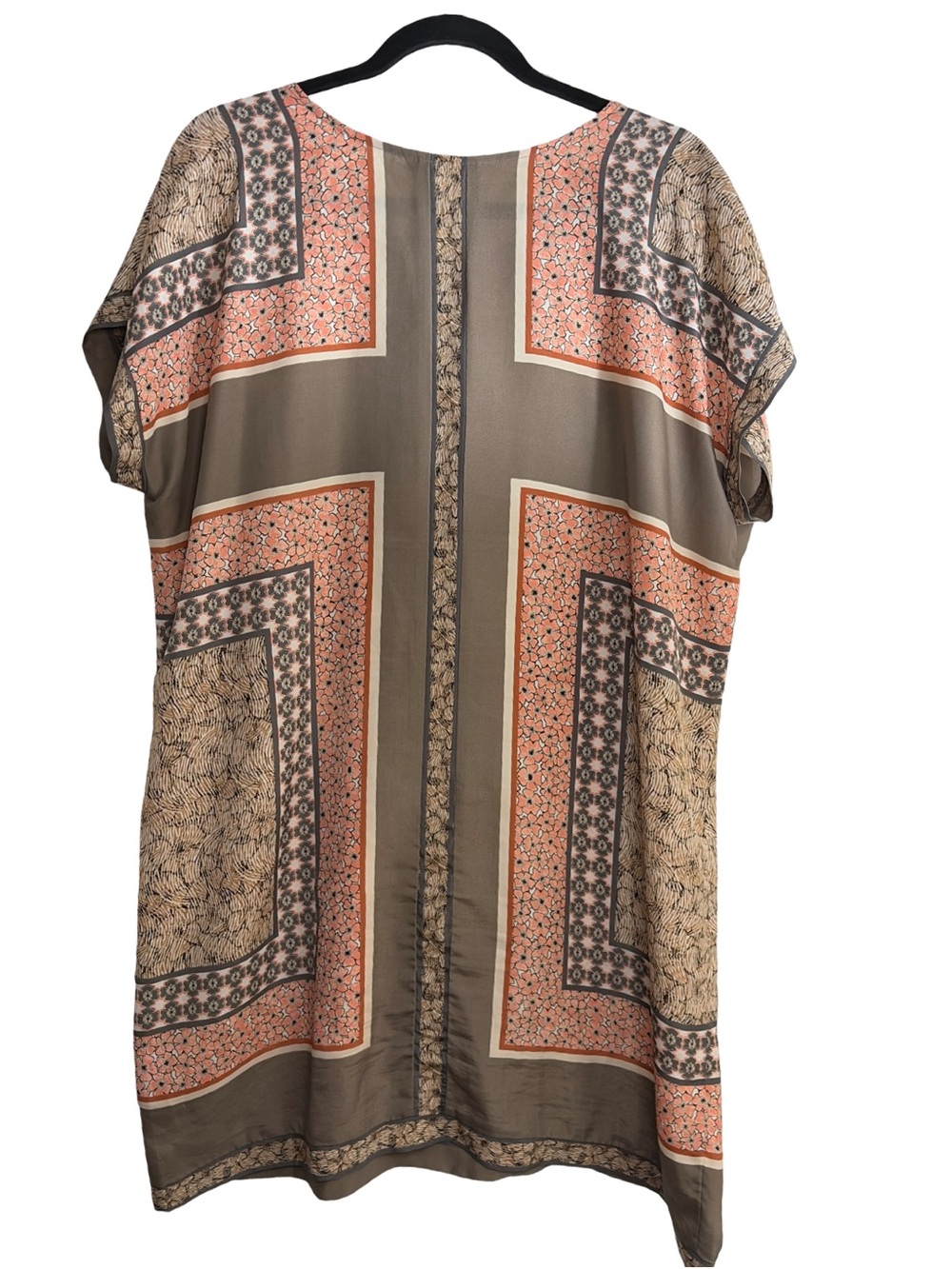 Zo Zo Pink Taupe Scarf-Print Short Sleeve Tunic Dress - Picture 2 of 5